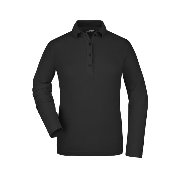 Ladies' Elastic Polo Long-Sleeved Miniaturansicht